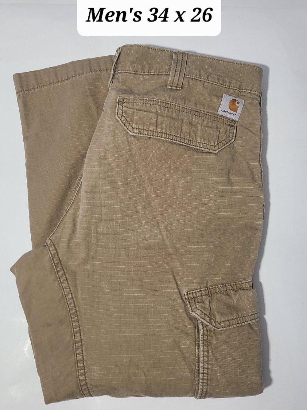Carhartt Force Ripstop Beige Men's Cargo Pants Size 34 x 26